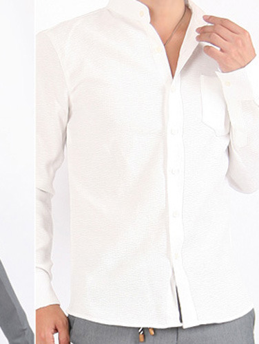 차이나넥 스타일의 헨리넥남방 독특한 자가드문양 패턴셔츠